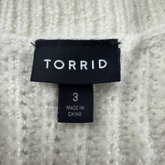 Torrid Chunky Knit Pullover Tunic Sweater Plus Size 3X Ivory Red Heart - Picture 7 of 9